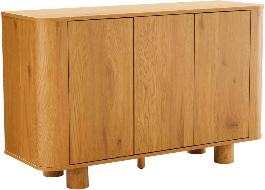 Oviala Moderne rechthoekige buffetkast met 3 deuren L120 cm licht hout Dario