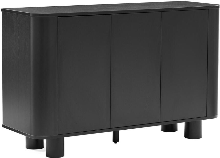 Oviala Moderne rechthoekige buffetkast met 3 deuren L120 cm zwart hout Dario