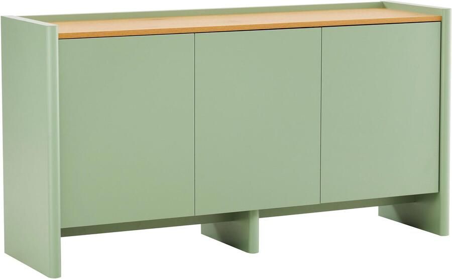 Oviala Moderne rechthoekige buffetkast met 3 deuren L140 cm baksteenrood Gina