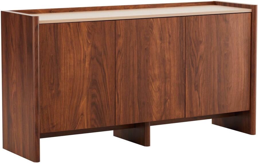 Oviala Moderne rechthoekige buffetkast met 3 deuren L140 cm donker hout Gina