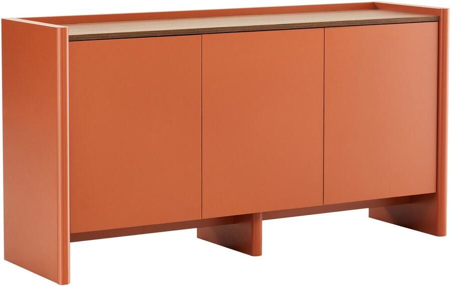 Oviala Moderne rechthoekige buffetkast met 3 deuren L140 cm oranje Gina