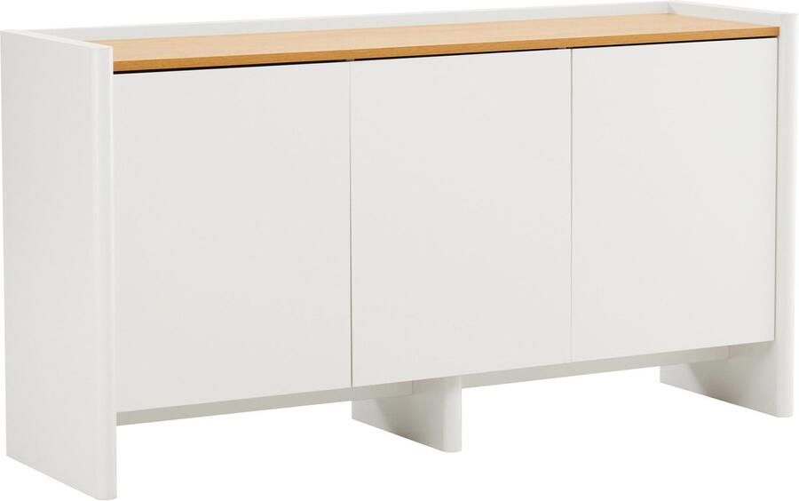 Oviala Moderne rechthoekige buffetkast met 3 deuren L140 cm wit Gina