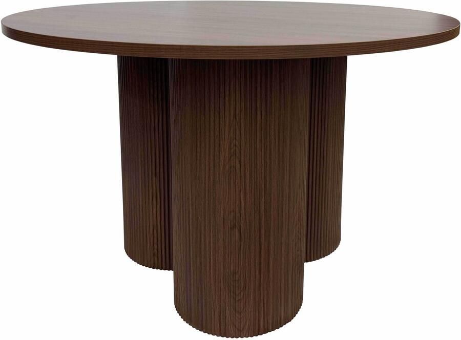 Oviala Moderne ronde eettafel 120 cm donker houtlook Maggy