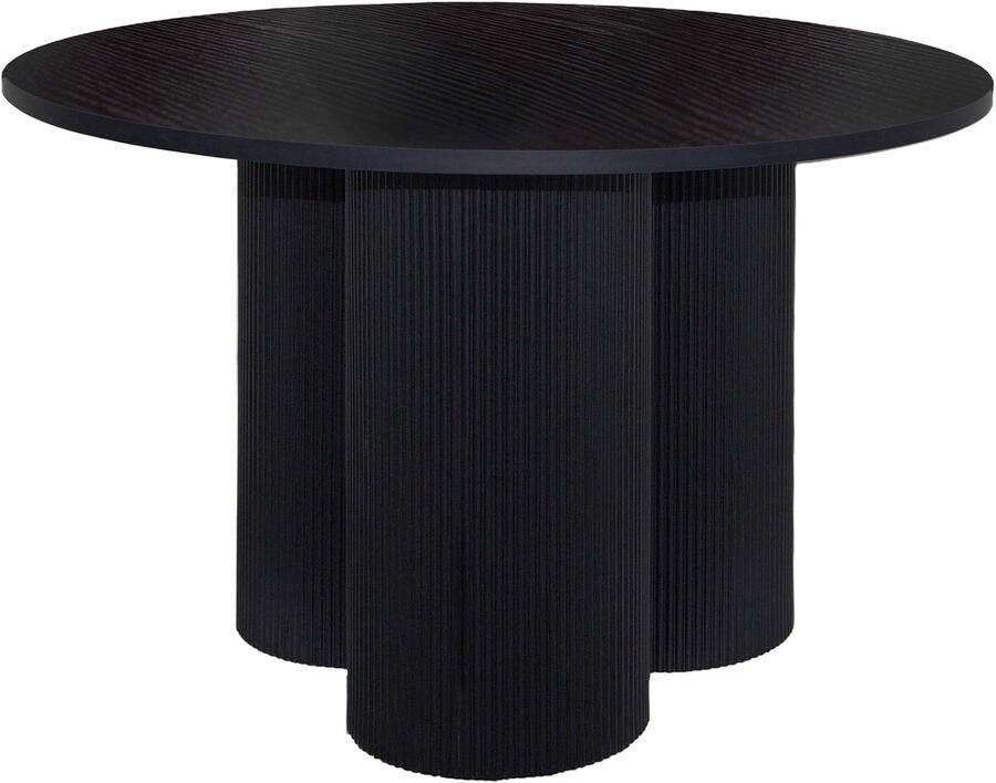 Oviala Moderne ronde eettafel 120 cm zwart houtlook Maggy