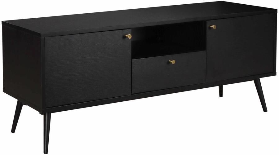 Oviala Moderne tv-kast met 2 deuren 1 lade L 150 cm zwart hout Milo