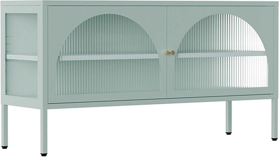 Oviala Moderne tv-kast met 2 deuren L 115 cm saliegroen metaal Dreamy