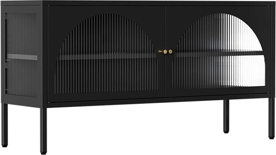 Oviala Moderne tv-kast met 2 deuren L 115 cm zwart metaal Dreamy