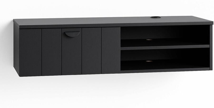 Oviala Moderne zwarte wand-tv-kast van 120 cm Holly