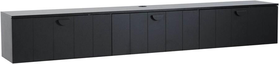 Oviala Moderne zwarte wand-tv-kast van 200 cm Holly