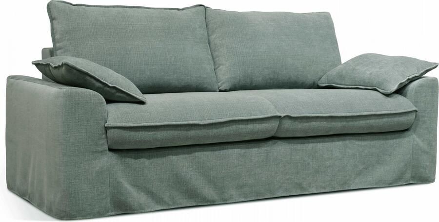 Oviala Omkeerbare bank van groen-grijze gestructureerde stof 3 zitplaatsen Jarod