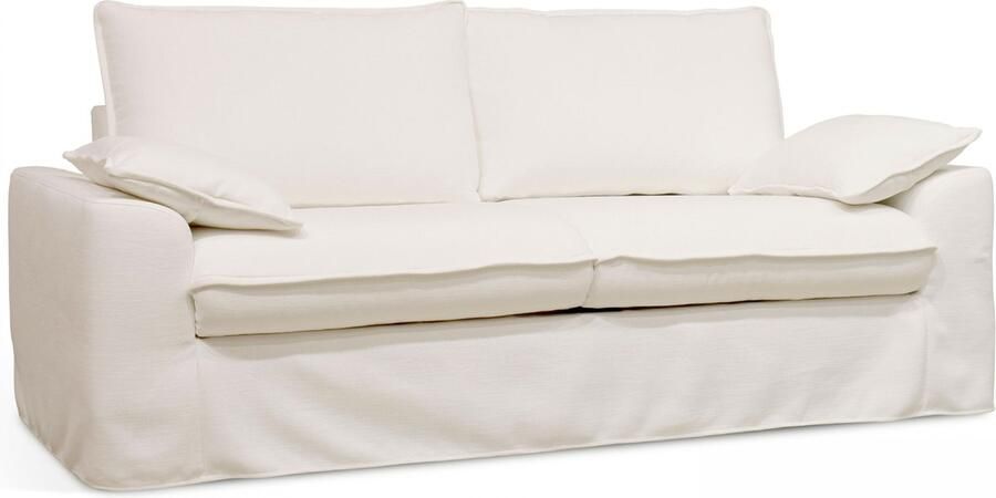 Oviala Omkeerbare bank van witte stof met textuur 3 zitplaatsen Jarod