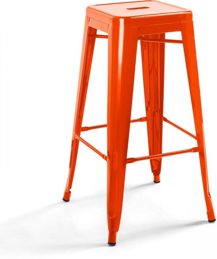 Oviala Oranje barkruk van glanzend metaal