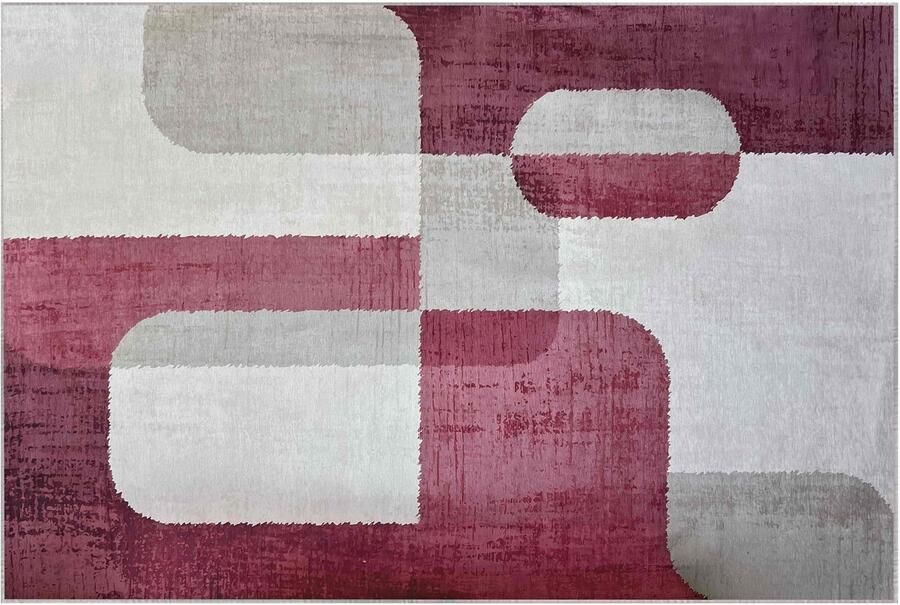 Oviala Rechthoekig chenille vloerkleed van kortpolig polyester in fuchsia Soren