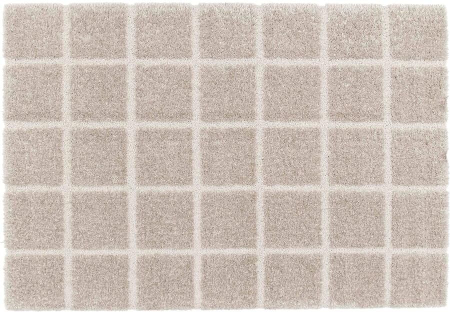 Oviala Rechthoekig hoogpolig vloerkleed shaggy stijl taupe 120 x 170 cm Chessy