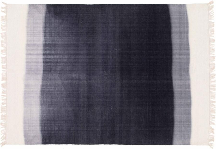 Oviala Rechthoekig tapijt van plat geweven blauwe wol 160 x 230 cm Duna