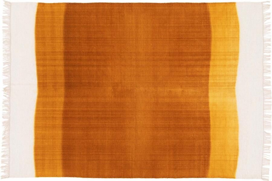 Oviala Rechthoekig tapijt van geweven wol in geel oranje 160 x 230 cm Duna