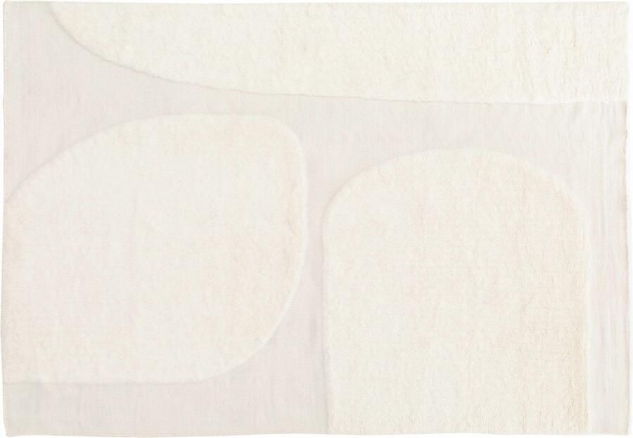 Oviala Rechthoekig wollen tapijt met handgeweven wit patroon 200 x 290 cm Felipe