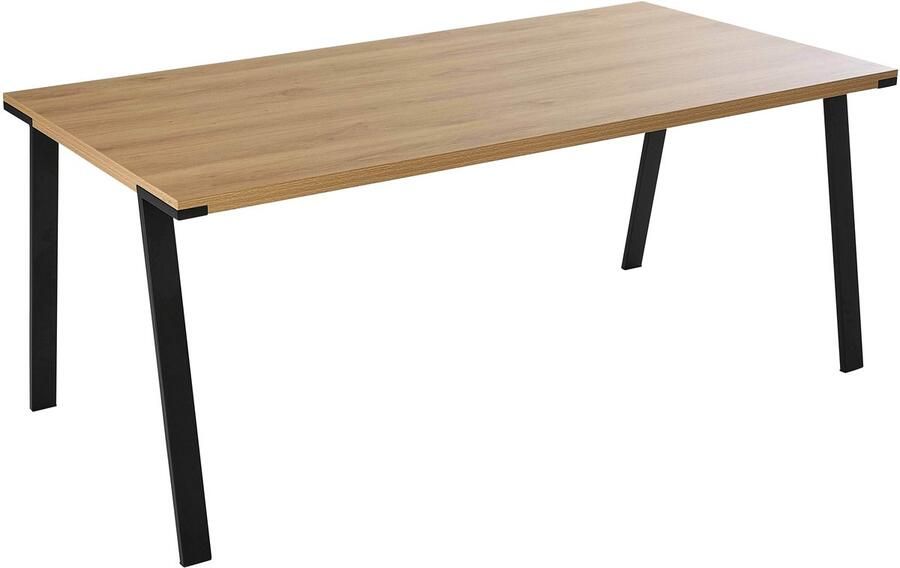 Oviala Rechthoekige eettafel in melamine en staal 180 cm Lise