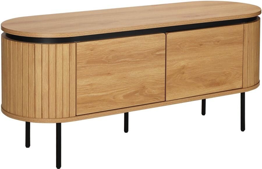 Oviala Rechthoekige tv-kast met 2 deuren L120 cm licht houtlook Hemera