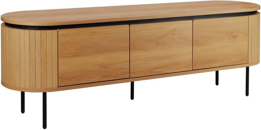 Oviala Rechthoekige tv-kast met 2 deuren L160 cm licht houtlook Hemera