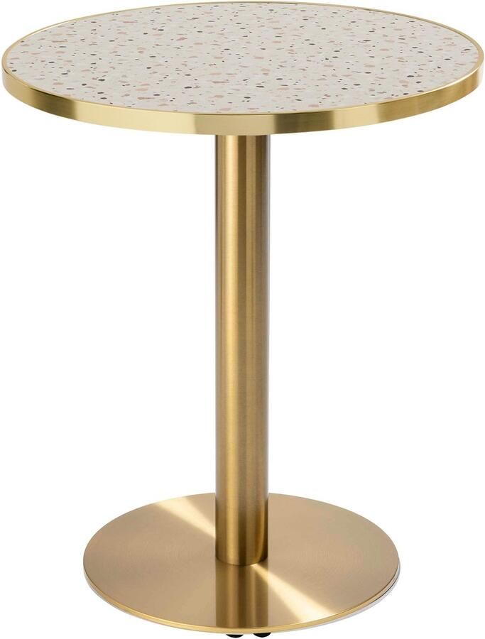 Oviala Ronde eettafel 60 cm terrazzo gouden blad en gouden onderstel Montmartre