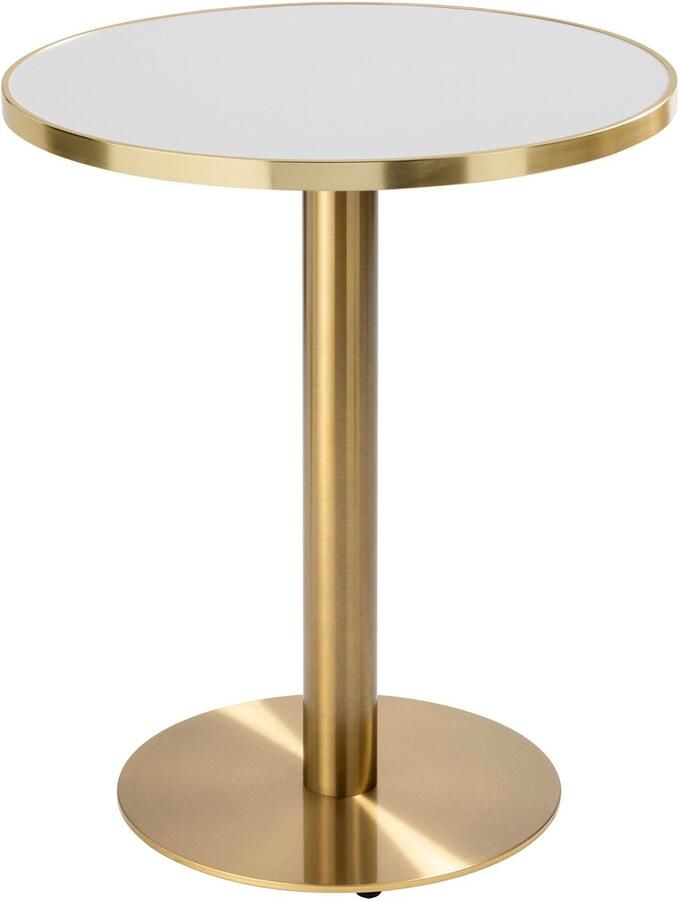 Oviala Ronde eettafel 60 cm wit zilver blad en gouden poten Montmartre