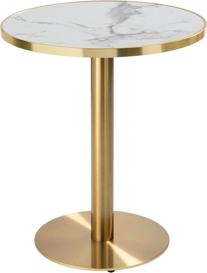 Oviala Ronde eettafel 60 cm wit gouden marmeren blad en gouden poten Montmartre