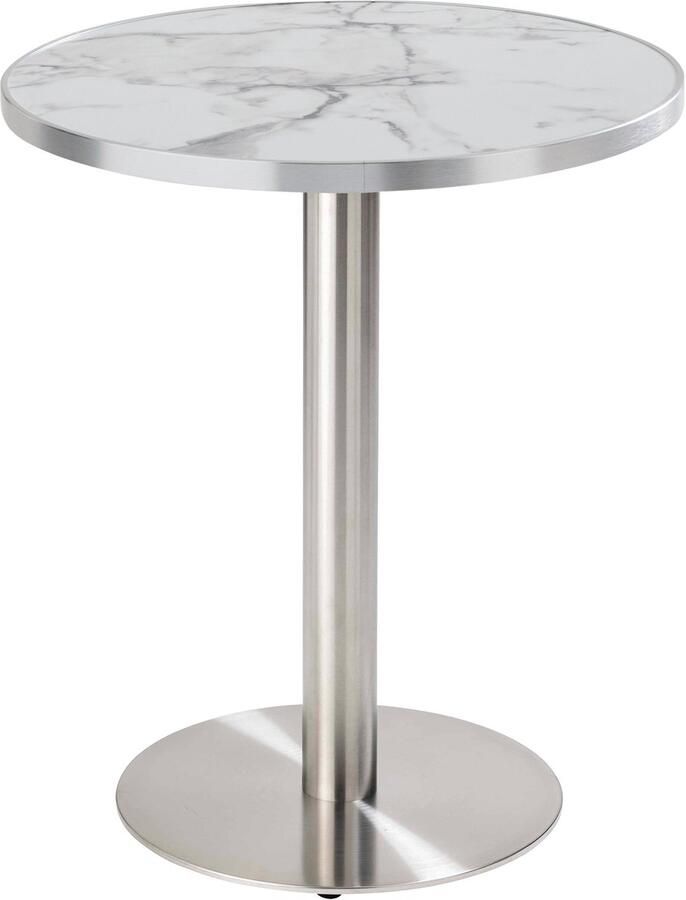 Oviala Ronde eettafel 60 cm wit zilver marmeren blad en zilveren poten Montmartre