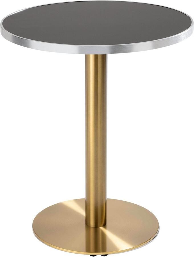 Oviala Ronde eettafel 60 cm zwart zilver blad en gouden poten Montmartre