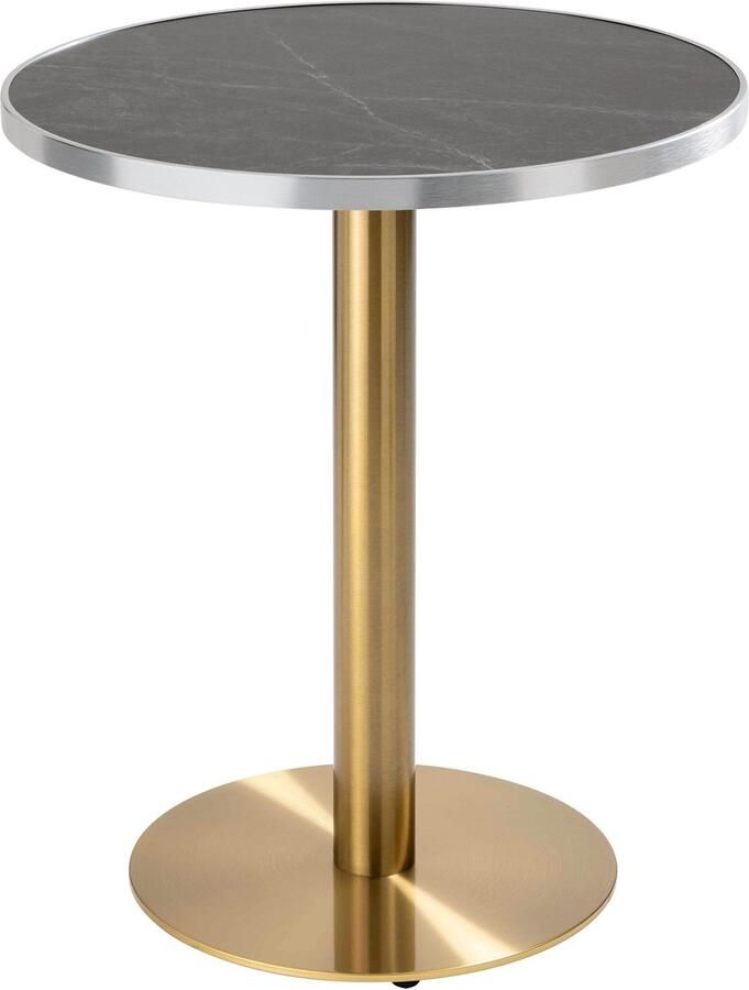 Oviala Ronde eettafel 60 cm zwart zilver marmeren blad en gouden poten Montmartre