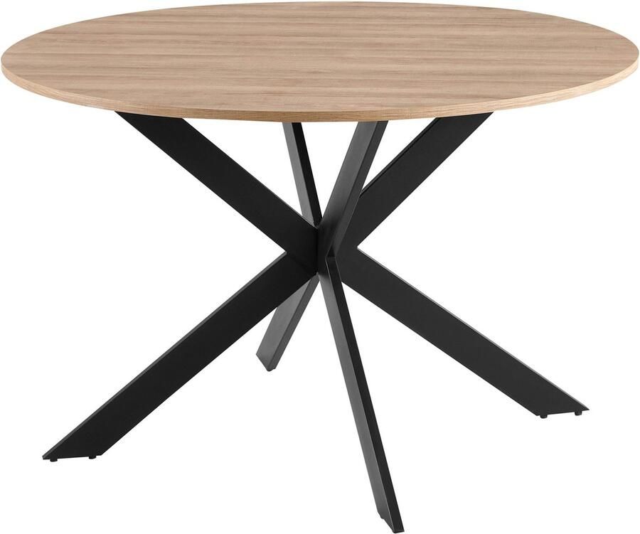 Oviala Ronde eettafel in MDF en zwart aluminium en hout Marcia