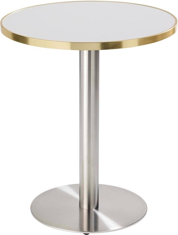 Oviala Ronde eettafel van 60 cm met wit gouden marmeren blad en zilveren Montmartre