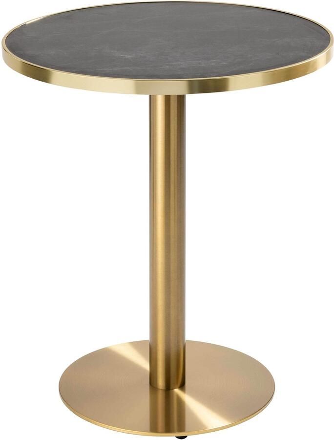 Oviala Ronde eettafel van 60cm met zwart gouden marmeren blad en gouden poten Montmartre