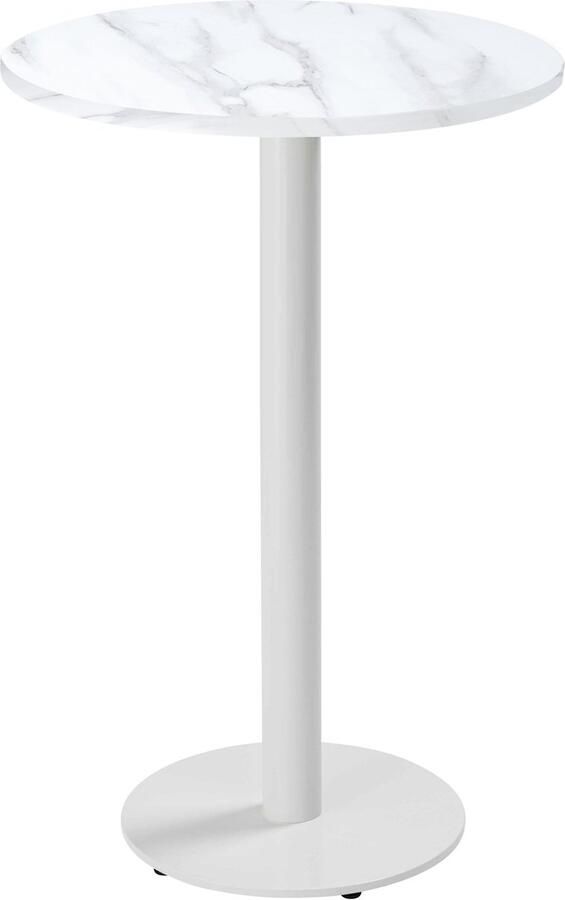 Oviala Ronde hoge tafel 60 cm met wit onderstel en wit marmeren blad Rivoli