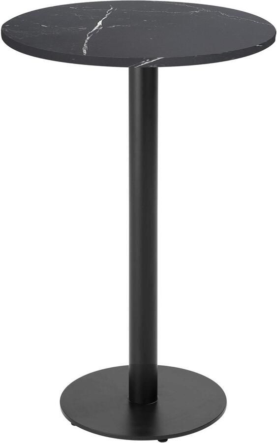 Oviala Ronde hoge tafel 60 cmmet zwart onderstel en zwart marmeren blad Rivoli
