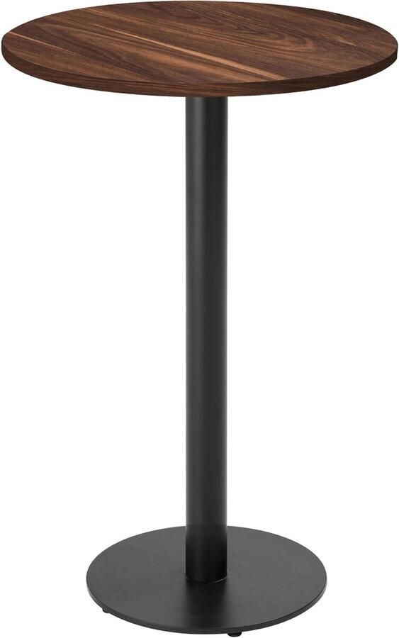 Oviala Ronde hoge tafel met zwart onderstel en donkerhouten bekleding Rivoli