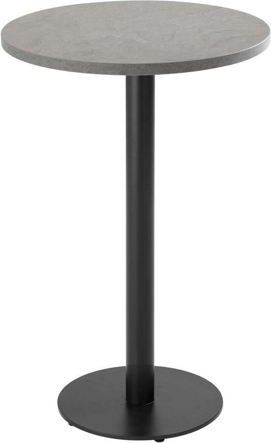 Oviala Ronde hoge tafel met zwart onderstel en grijze betonnen bekleding Rivoli