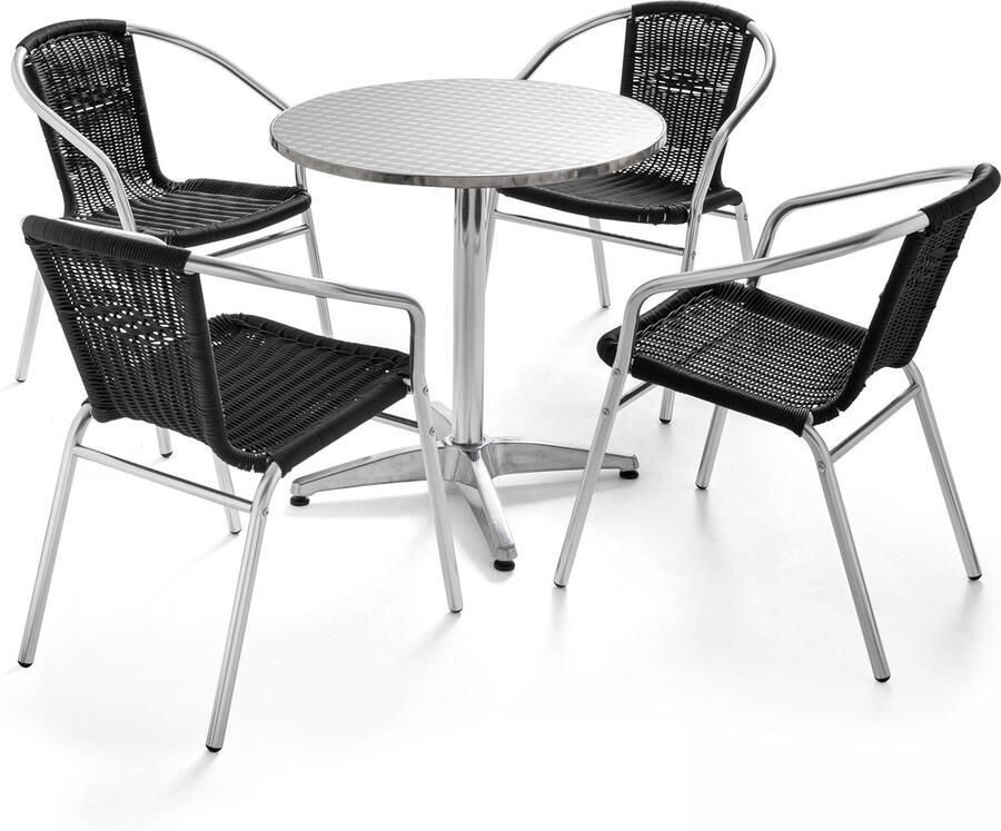 Oviala Ronde tuintafel en 4 fauteuils van en hars