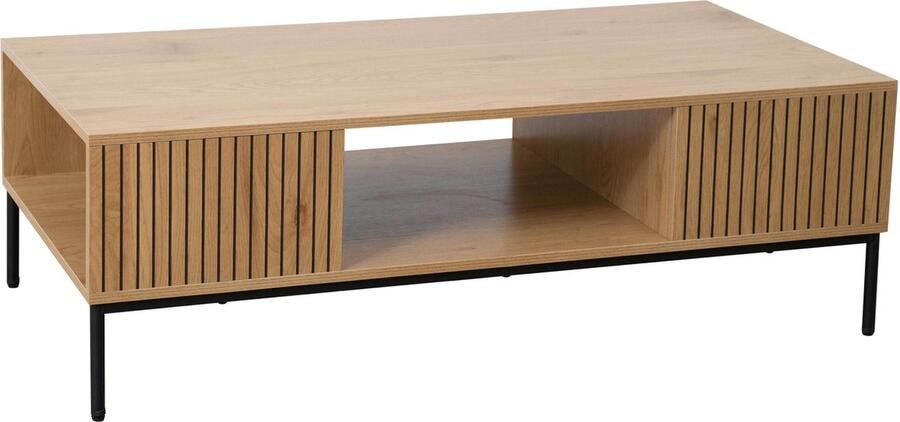 Oviala Salontafel in staal en MDF met melamine decor 120 cm beige Dakota