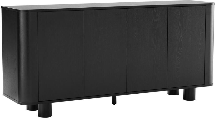 Oviala Scandinavisch dressoir met 4 deuren L160 cm zwart hout Dario