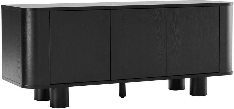 Oviala Scandinavische tv-kast met 3 deuren L120 cm zwart hout Dario