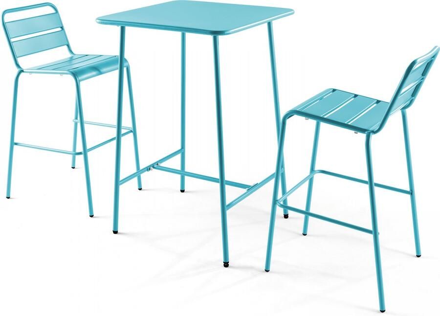 Oviala Set bartafel en 2 hoge stoelen in blauw Palavas