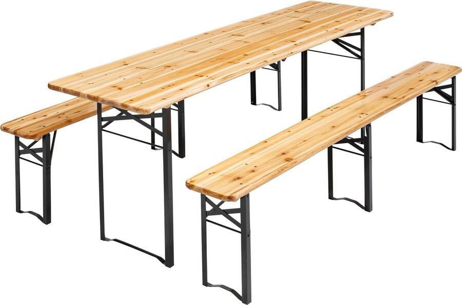 Oviala Set brouwer tafel en inklapbare houten banken 218 cm Munich