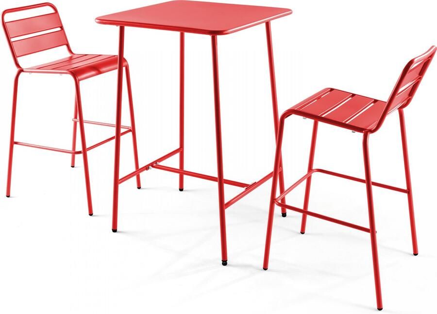 Oviala Set tafel en 2 hoge oranje stoelen Palavas