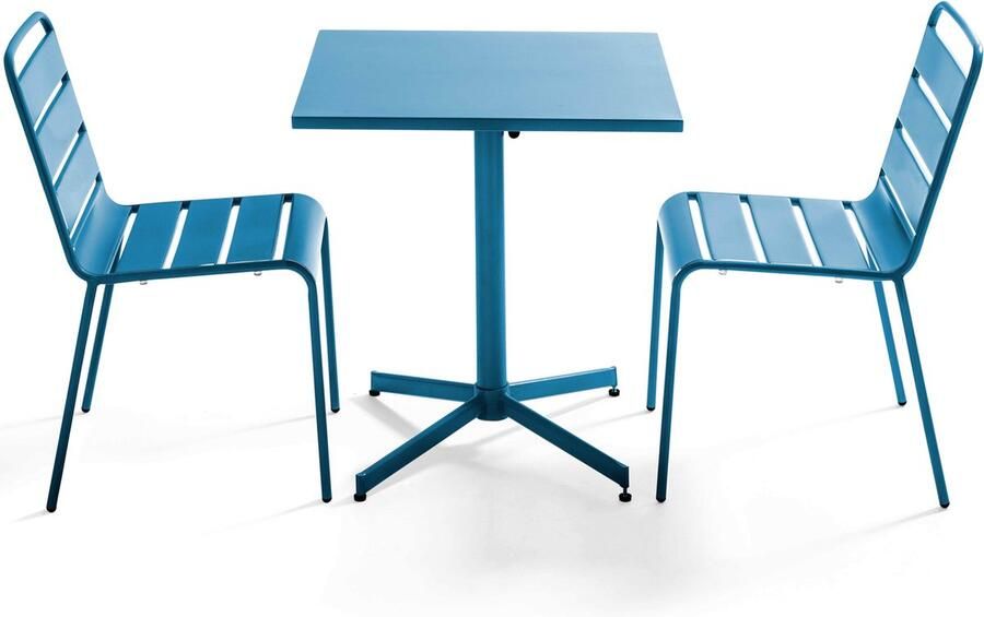 Oviala Set tuintafel en 2 blauwe stoelen Pacific Palavas