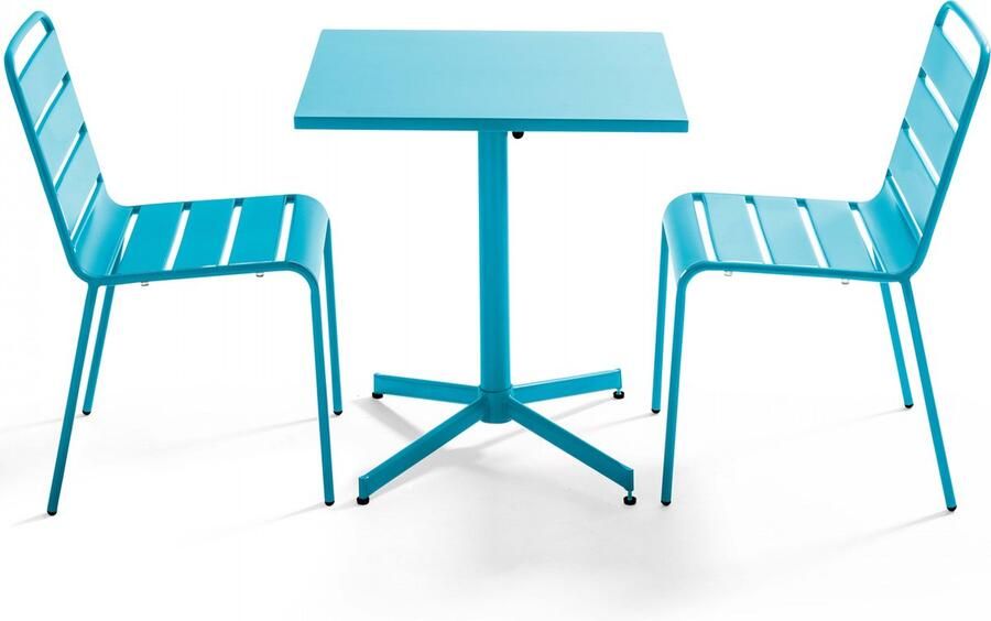 Oviala Set tuintafel en 2 blauwe stoelen Palavas