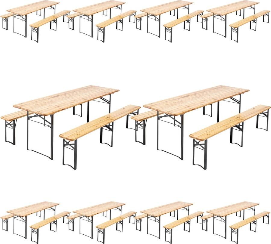 Oviala Set van 10 Brasserie tafel en bank 220 cm Munich