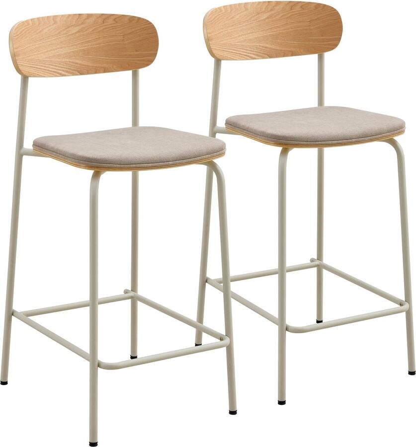 Oviala Set van 2 beige houten kinderstoelen Lexy