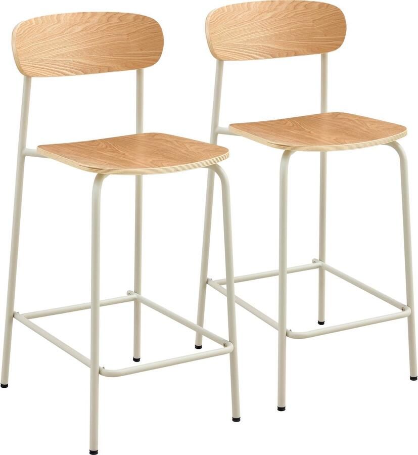 Oviala Set van 2 beige metalen en houten kinderstoelen Lila
