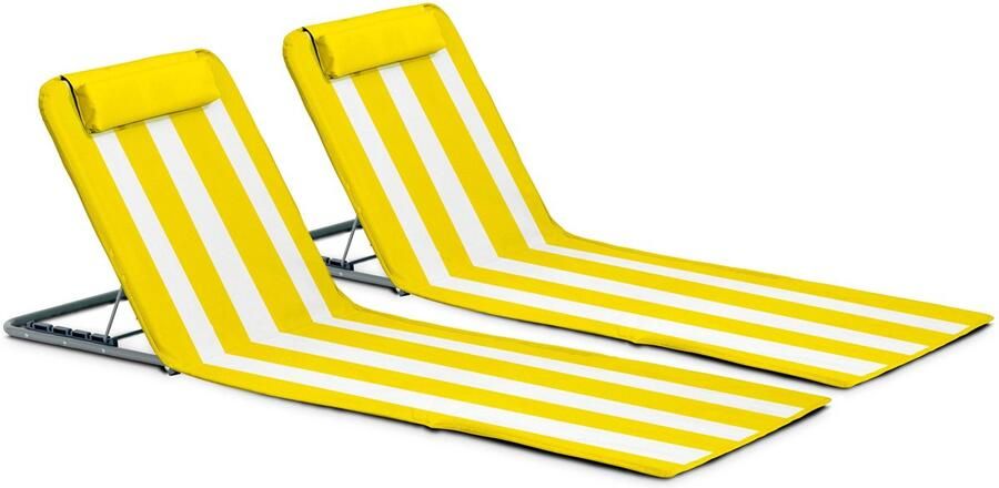 Oviala Set van 2 blauwe textilène strandstoelen Clic Clac des Plages